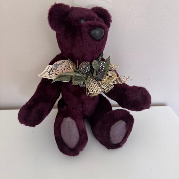 Treadle Bears of Vermont Burgundy Jointed Teddy Bear Collectible Barbara McLean - Picture 5 of 7
